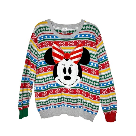Disney Store Minnie Mouse Holiday Sweater Womens Size XL Christmas - Picture 1 of 10